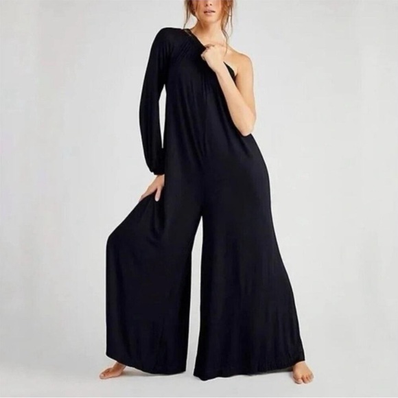 Free People Sunday Stroll One Shoulder Wide Leg Jumpsuit - Picture 13 of 14